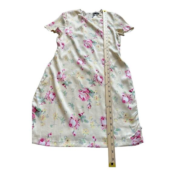 Zara Mini Dress Womens Medium Satin Effect Side Cutouts Floral Yellow Shift NWT - Picture 11 of 12